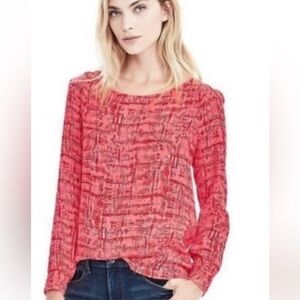 Banana Republic long sleeve red and pink Aubry blouse size Small Gently Used